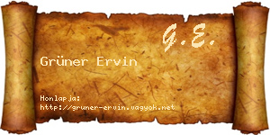 Grüner Ervin névjegykártya